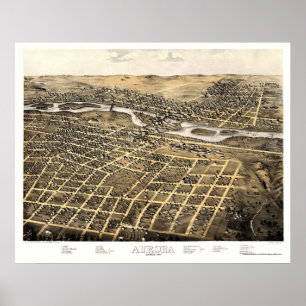 Aurora, IL Panoramic Map - 1867 Poster