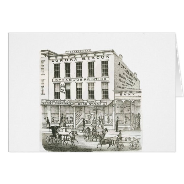 Aurora Illinois Aurora Beacon News 1871 Stone Lith (Front Horizontal)