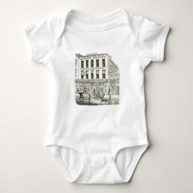 Aurora Illinois Aurora Beacon News 1871 Stone Lith Baby Bodysuit (Front)