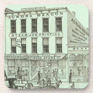 Aurora Illinois Aurora Beacon News 1871 Stone Lith Coaster