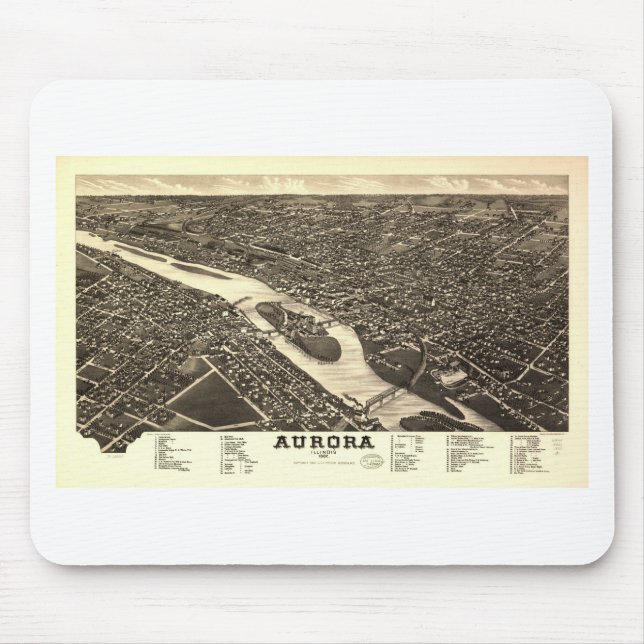 Aurora, Illinois in 1882 Mouse Pad (Front)