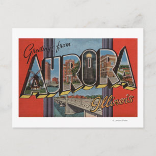 Aurora, Illinois - Large Letter Scenes Postcard