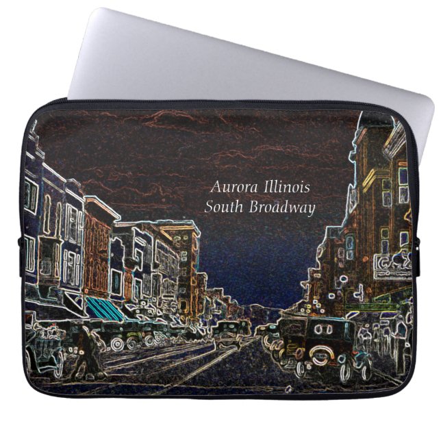 Aurora Illinois South Broadway Neon Art 1920 Laptop Sleeve (Front)