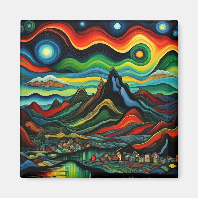 Aurora in night sky 15 magnet (Front)