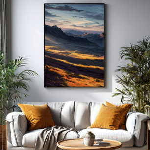 Aurora in the Mountains Poster