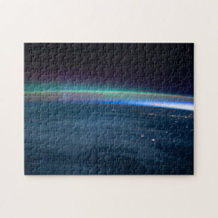 Aurora intersected with Earth's airglow from space Jigsaw Puzzle
