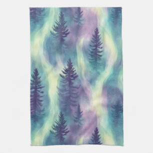 Aurora Landscape Forest Pattern Tea Towel