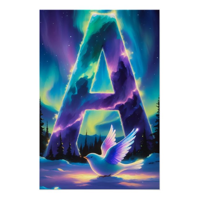 Aurora Letter A Poster | Northern Lights Art Print (Front)