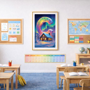 Aurora Letter C Poster   Northern Lights Art Print