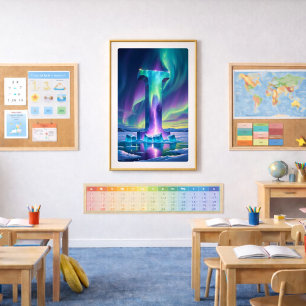 Aurora Letter I Poster   Northern Lights Art Print