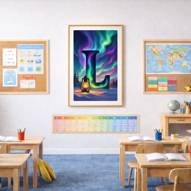 Aurora Letter L Poster | Northern Lights Art (Creator Uploaded)