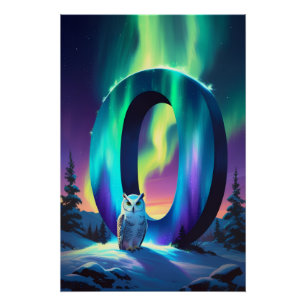 Aurora Letter O Poster   Northern Lights Art