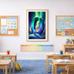 Aurora Letter O Poster   Northern Lights Art