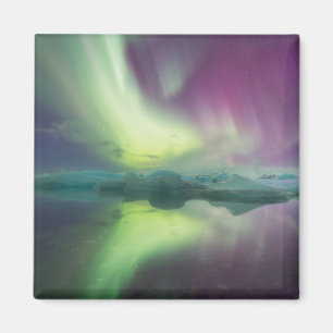 Aurora Lights in Lagoon   Jokulsarlon, Iceland Magnet