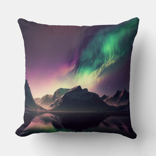 Aurora Lights Night Sky     Cushion (Front)