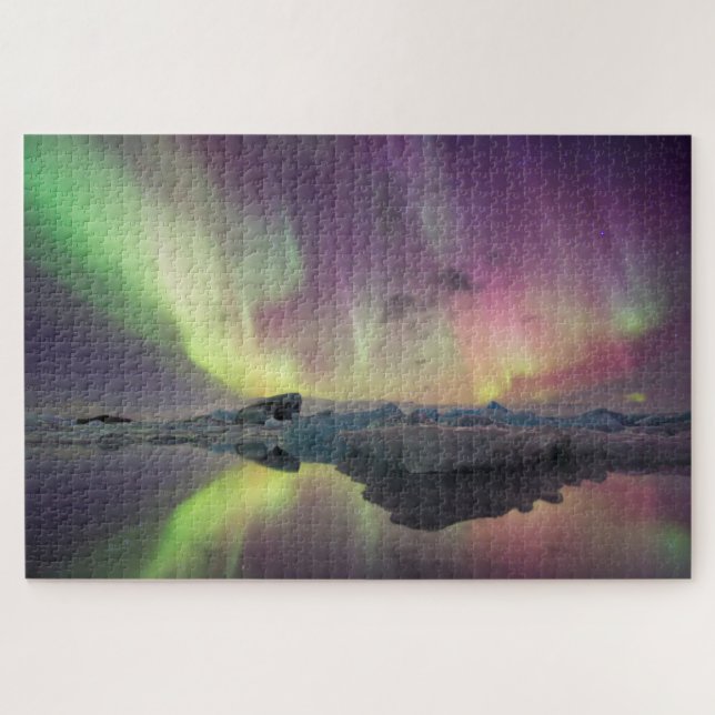 Aurora Lights Reflect in Lagoon Jigsaw Puzzle (Horizontal)