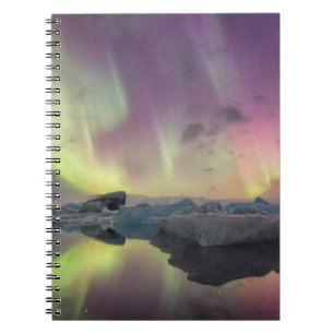 Aurora Lights Reflect in Lagoon Notebook