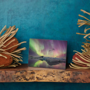 Aurora Lights Reflect in Lagoon Plaque