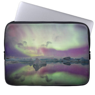 Aurora Lights Reflect Lagoon Iceland Laptop Sleeve