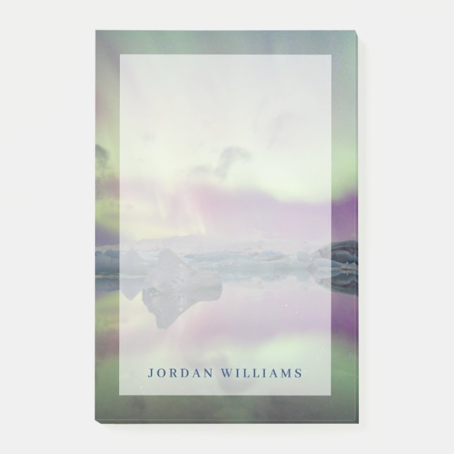 Aurora Lights Reflect Lagoon | Iceland Post-it Notes (Front)