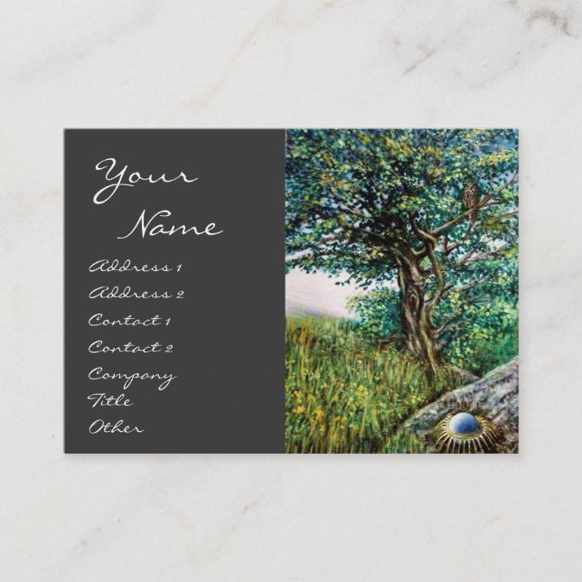 AURORA / MAGIC TREE, green, blue,grey Business Card (Front)
