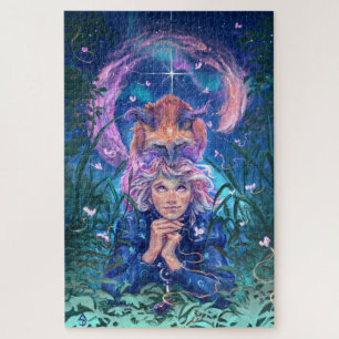 Aurora & Magicfox -Fantasy Night Under the Stars Jigsaw Puzzle