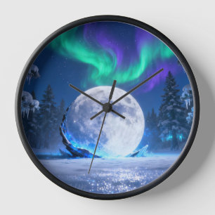 Aurora Moon Winter Wall Clock