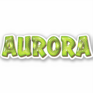 Aurora Name Kiwi Design Sticker