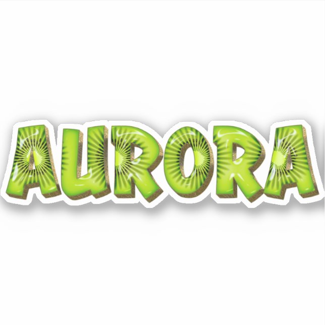 Aurora Name Kiwi Design Sticker (Front)