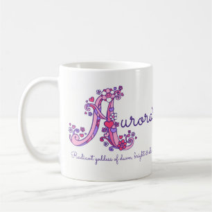 Aurora name meaning decorative A monogram mug