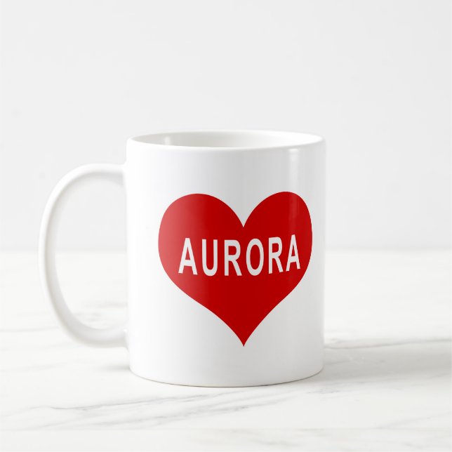 AURORA NAME Red Love Heart Coffee Mug (Left)
