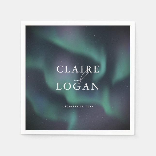 Aurora Northern Lights Wedding Napkin (Front)