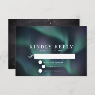 Aurora Northern Lights Wedding RSVP Card