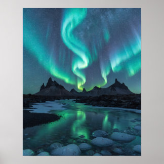 Aurora Over Icelandic Wilderness Poster