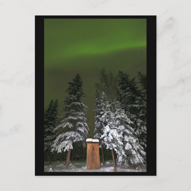Aurora Over the Outhouse Postcard (Front)