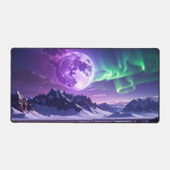 Aurora Peaks – Fantasy Dragon Night Sky Desk Mat (Front)