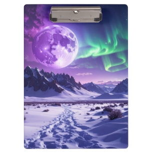 Aurora Peaks – Fantasy Dragon Night Sky Desk Mat Clipboard