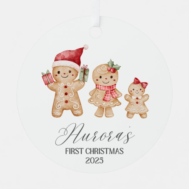 Aurora Personalized Baby's First Christmas Metal Tree Decoration (Front)