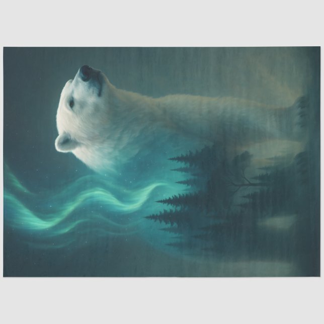 Aurora Polar Bear – Arctic Fantasy Landscape  Tissue Paper (Front)
