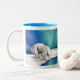 Aurora Polar Bear Two-Tone Coffee Mug