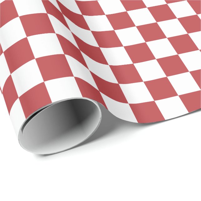 Aurora Red and White Chequered Wrapping Paper (Roll Corner)
