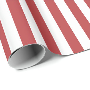 Aurora Red and White Stripe Wrapping Paper