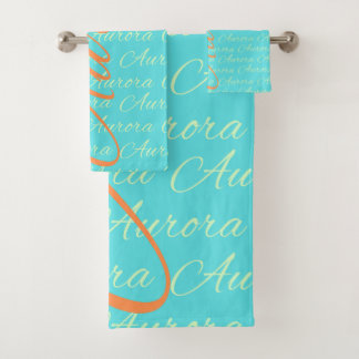 Aurora Repeating Name Pattern  Bath Towel Set