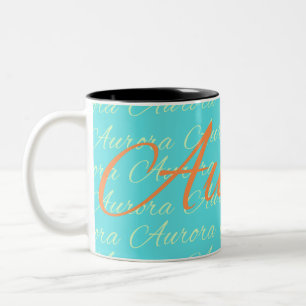 Aurora Repeating Name Pattern Two-Tone Coffee Mug