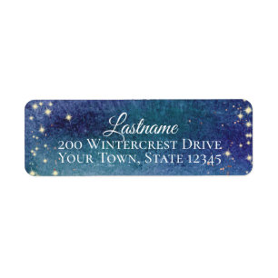 Aurora Sparkle Sky Watercolor Return Address Label
