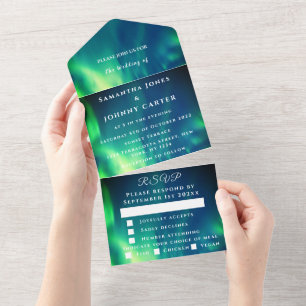 Aurora Starry Night Stars Sky Wedding All In One All In One Invitation