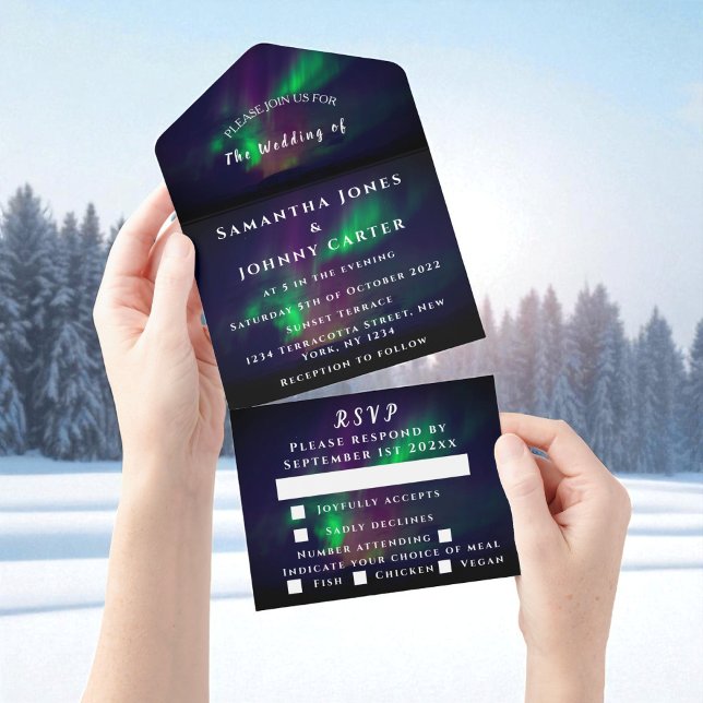 Aurora Starry Night Stars Sky Wedding All In One I Invitation (Creator Uploaded)