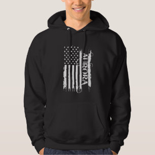 Aurora United States Distressed w US Flag Hoodie