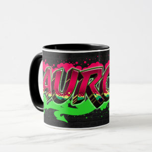 Aurora Vorname Name Graffiti red green Tasse Mug