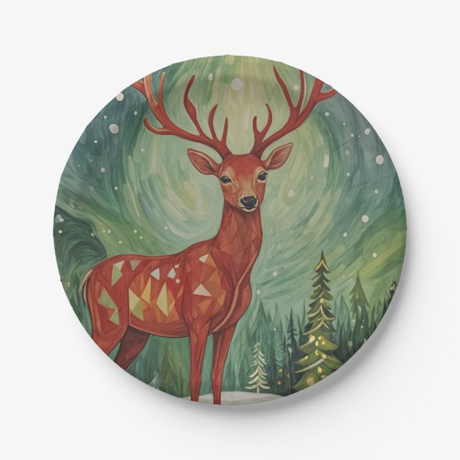 Aurora's Antlered Guide Paper Plate (Front)